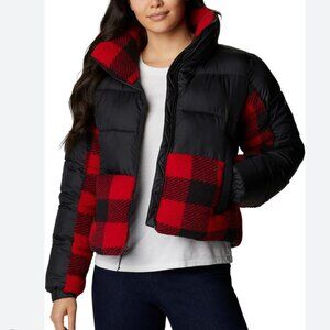 Columbia Leadbetter Point Sherpa Hybrid Cropped Puffer Jacket Coat Medium